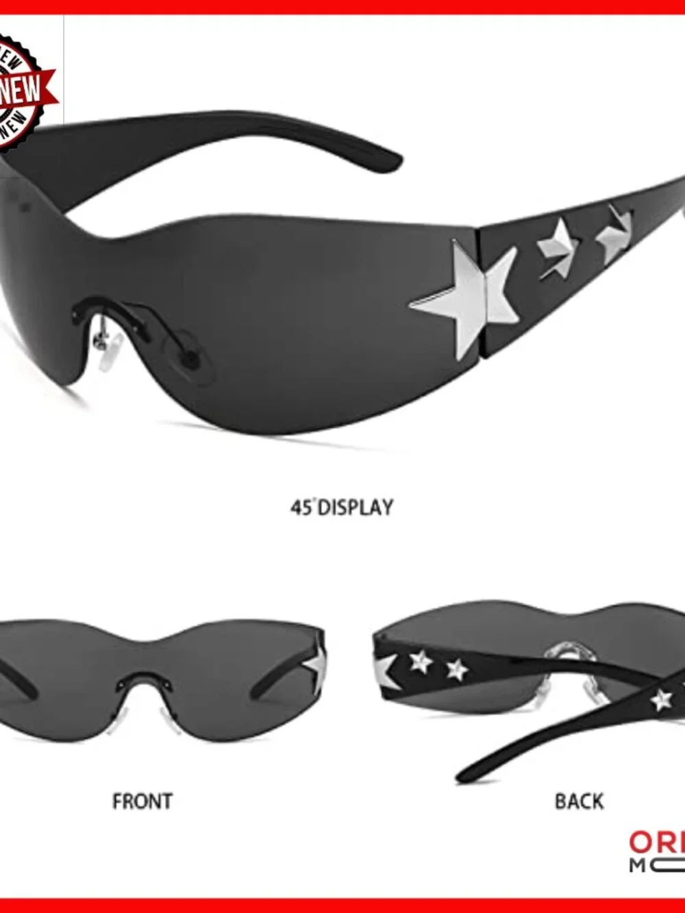 Rimless Y2K Sunglasses Wrap Around Shield Glasses UV400 Protection